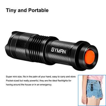 GYMAN Flashlights Tactical 2 Pack Portable CREE LED Flashlights 2 Models Zoomable Tactical Flashlight Rainproof Lighting Lamp Torch Survival Kit for Emergency,Hurricane,Cycling Hiking Camping Outage