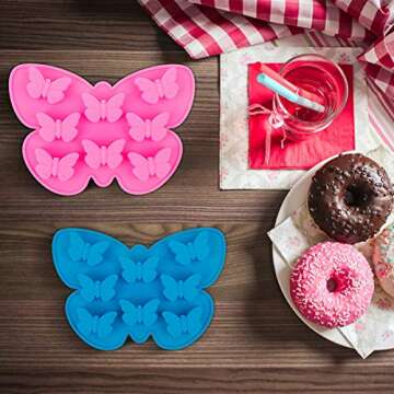 Stouge 2 Pcs Butterfly Ice Cube Tray Silicone Ice Molds Butterfly Silicone Mold for Wax Melts Butterfly Chocolate Mold Fondant Candy Molds