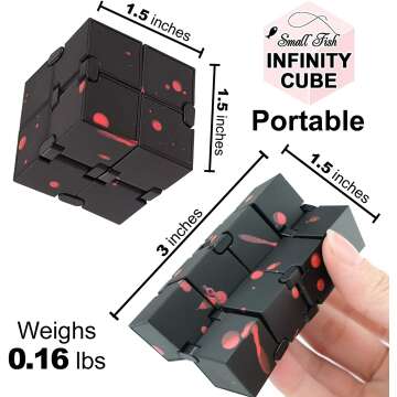 SMALL FISH Fidget Infinity Cube - Built-in Metal Never Ending Infinity Cube, Cool Sensory Infinite Cube Fidget Toy for Stress and Anxiety Relief, Best for Adults and Kids with Autism,and ADHD (Black)…