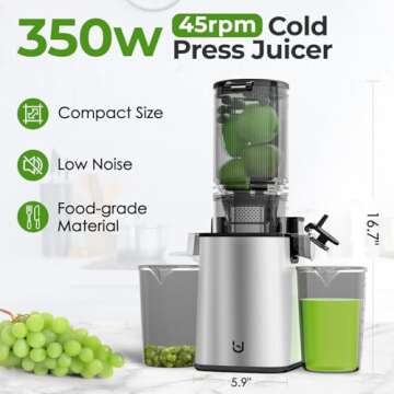 350W Slow Cold Press Juicer with 5.3" Chute