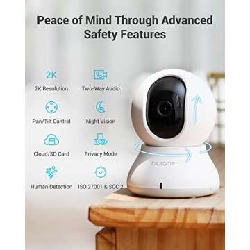 blurams 2K Indoor Security Camera with 360° Motion Tracking and App Access