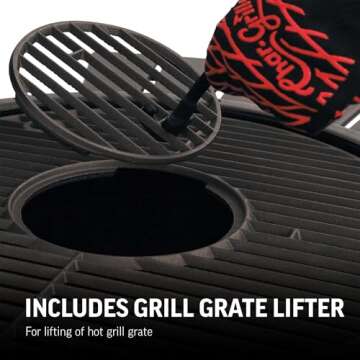 Portable Kamado Charcoal Grill with Cast Iron Grates