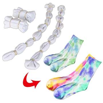 Klever Kits Tie Dye Kits 8 Rainbow Colors Art Set Includes 8 Pairs of Socks for Kids and Adults, Storage Box, Gloves, Rubber Bands and Table Cover, Creative Group Activities, Fabric Party Craft Arts