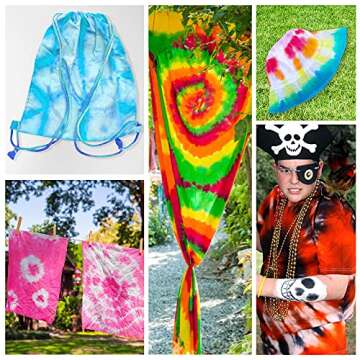 Klever Kits Tie Dye Kits 8 Rainbow Colors Art Set Includes 8 Pairs of Socks for Kids and Adults, Storage Box, Gloves, Rubber Bands and Table Cover, Creative Group Activities, Fabric Party Craft Arts