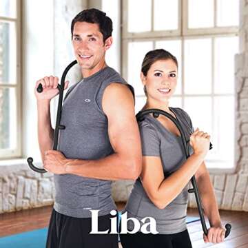 LiBa Back and Neck Massager - Trigger Point Massage Tools for Pain Relief and Manual Massage Hook Therapy Handheld Back Neck Shoulder Massager Black - Gift for Women & Men