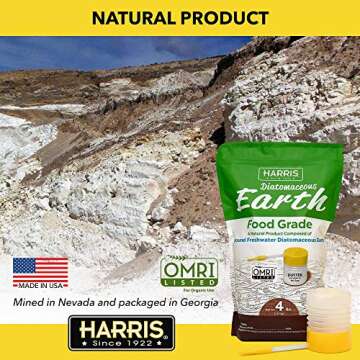 HARRIS Diatomaceous Earth Food Grade, 4lb with Powder Duster Included in The Bag