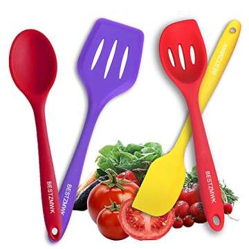 Kitchen Utensil Set - 11 Cooking Utensils - Colorful Silicone Kitchen Utensils - Nonstick Cookware with Spatula Set - Colored Best Kitchen Tools Kitchen Gadgets(Multi)