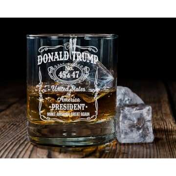 Donald Trump Presidency Design Whiskey Glass, MAGA With This Whiskey Glass, Political Gift, Right Wing Conservative Gift, 45-47 President