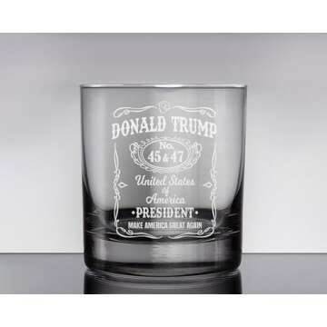 Donald Trump Presidency Design Whiskey Glass, MAGA With This Whiskey Glass, Political Gift, Right Wing Conservative Gift, 45-47 President