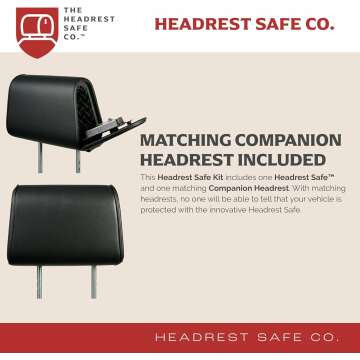 Black Leatherette Headrest Set for Passenger + Driver