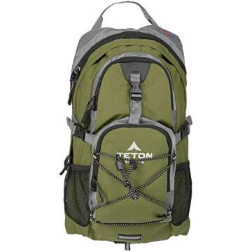 TETON Sports Oasis 18L Hydration Pack with Free 2-Liter water bladder; The perfect backpack for Hiking, Running, Cycling, or Commuting, Olive Green