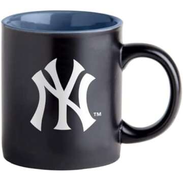 Boelter Brands Two Toned Matte Black Coffee Mug, MLB Team Logo with Inner Team Color (New York Yankees)