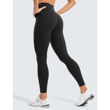 CRZ YOGA Womens Butterluxe Workout Leggings 25 Inches - High Waisted Gym Yoga Pants with Pockets Buttery Soft Black XX-Small