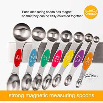 Magnetic Measuring Spoons Set of 8 Stainless Steel Dual Sided Stackable Measuring Spoons Nesting Teaspoons Tablespoons for Measuring Dry and Liquid Ingredients