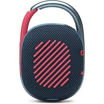 JBL Clip 4 Portable Bluetooth Speaker - Waterproof and Dustproof IP67, Mini Bluetooth Speaker for Travel, Outdoor and Home w/Microfiber Cleaning Cloth (Blue/Pink)