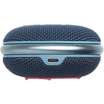 JBL Clip 4 Portable Bluetooth Speaker - Waterproof and Dustproof IP67, Mini Bluetooth Speaker for Travel, Outdoor and Home w/Microfiber Cleaning Cloth (Blue/Pink)