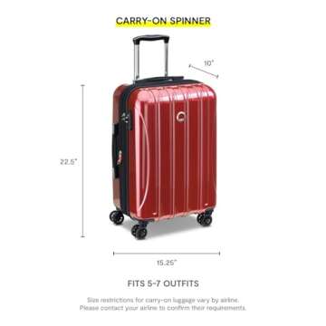 DELSEY Paris Helium Aero Hardside Expandable Luggage with Spinner Wheels, Brick Red, Carry-On 21 Inch