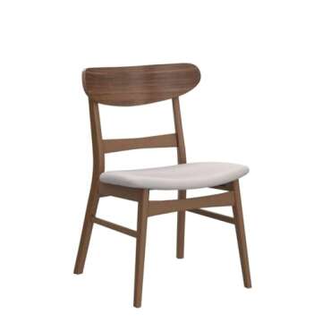 Christopher Knight Home Helen Mid-Century Modern Dining Chairs (Set of 4), Polyester,Rubberwood, Light Beige, Walnut