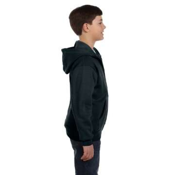 Hanes Boys' EcoSmart Full Zip Hooded Jacket, Black, Medium