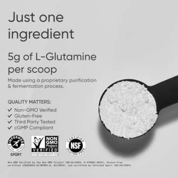 Sports Research L-Glutamine - Workout Recovery, Immune Health & Gut Health Support - 5 G Per Serving - 17.64 Oz