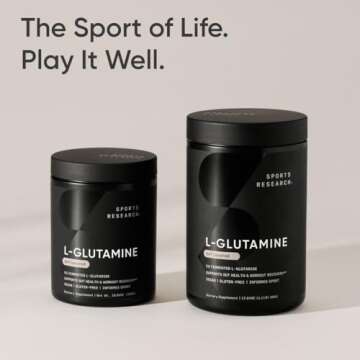 Sports Research L-Glutamine - Workout Recovery, Immune Health & Gut Health Support - 5 G Per Serving - 17.64 Oz