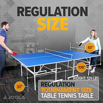 JOOLA Indoor 15mm Ping Pong Table with Quick Clamp Ping Pong Net Set - Single Player Playback Mode - Regulation Size Table Tennis Table - Compact Storage Ping Pong Table