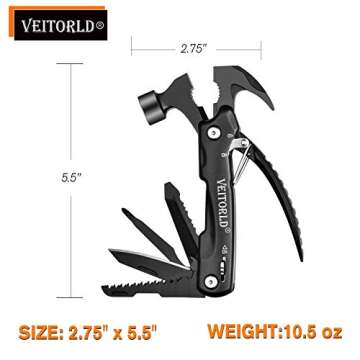 VEITORLD Gifts for Men Dad Husband, Unique Anniversary Birthday Gifts Ideas for Men Him Boyfriend Grandpa, All in One Tools Mini Hammer Multitool, Cool Camping Hunting Gadgets