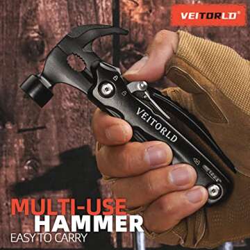 VEITORLD Gifts for Men Dad Husband, Unique Anniversary Birthday Gifts Ideas for Men Him Boyfriend Grandpa, All in One Tools Mini Hammer Multitool, Cool Camping Hunting Gadgets