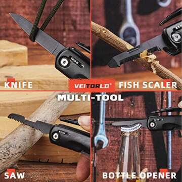 VEITORLD Gifts for Men Dad Husband, Unique Anniversary Birthday Gifts Ideas for Men Him Boyfriend Grandpa, All in One Tools Mini Hammer Multitool, Cool Camping Hunting Gadgets