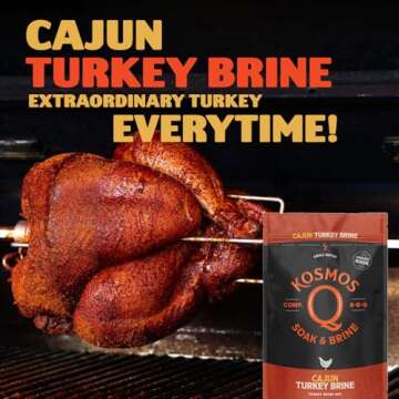 Kosmos Q Cajun Brine Mix - 16 Oz Fiery BBQ Brine for Whole, Smoked, Oven-Roasted or Fried Turkey - Mouth-Watering Brine Kit Made in the USA