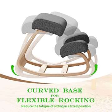 Ergonomic Kneeling Chair, Desk Chair for Office Home - Improve Your Posture with Angled Rocking Stool - Solid Wood Rocking Chair with High-Resilience Foam Seat Cushions