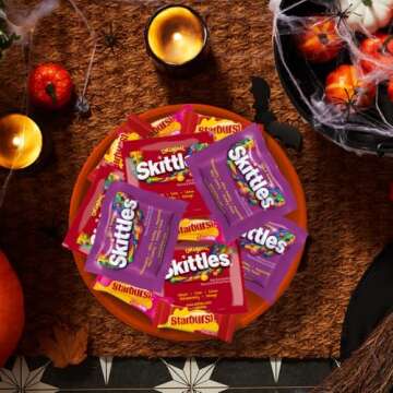 SKITTLES Original, SKITTLES Wild Berry & STARBURST Original and STARBURST FaveReds Fun Size Nut Free Individually Wrapped Trick or Treat Halloween Candy Variety Pack, Party Size, 20.13 Oz Bulk Bag