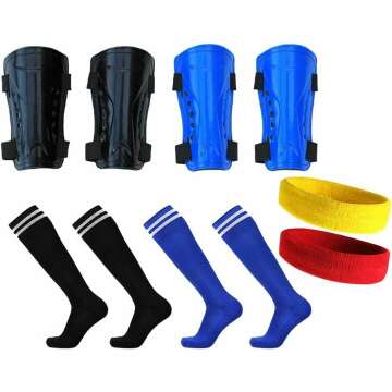 Shin Guards Soccer Football Shin Pads Protector Calf Protective Gear for 5-12 Old Kids, Teenagers, Boys, Girls