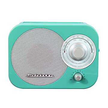 Studebaker SB2000TS Teal/Silver Retro Classic Portable AM/FM Radio with Aux Input