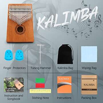 Portable 17 Key Kalimba Thumb Piano for All Ages