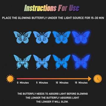 SAOROPEB Glow in The Dark 3D Butterfly 24 Pcs 3 Sizes, Luminous Butterfly Stickers for Ceiling or Wall, Glow in The Dark Party Supplies, Removable Luminous Stickers for Kids Babys Nursery (Blue)