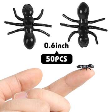 LovesTown 50 PCS Fake Ants, Prank Plastic Black Ant Realistic Ant Halloween Joke Toys for Halloween Party Decor Supplies April Fool's Day Props