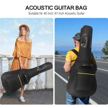 bluebabi Acoustic Guitar Bag 41 Inch Guitar Gig Bag Water Resistent Soft Guitar Case Cover Backpack Dual Adjustable Shoulder Straps Acoustic Guitar Bags Cases (B15)