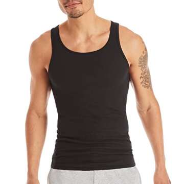 Hanes Men Hanes Men's Cotton Tank Undershirts Pack, Moisture-Wicking Ribbed Tanks, lightweight Cotton Tank Undershirts