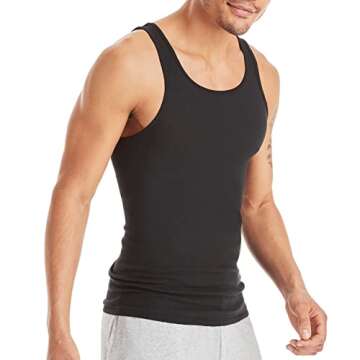 Hanes Men Hanes Men's Cotton Tank Undershirts Pack, Moisture-Wicking Ribbed Tanks, lightweight Cotton Tank Undershirts