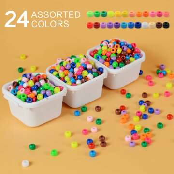 Simetufy 1200 Pcs Pony Beads for DIY Crafts