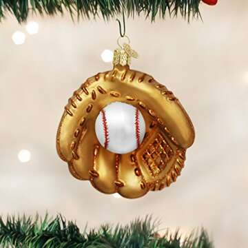 Old World Christmas Sports Collection Glass Blown Ornaments for Christmas Tree Baseball Mitt