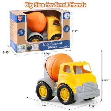 PLAY Eco-Friendly Cement Mixer Toy Truck, [USDA Certified] No BPA/Phthalate/PVC, Recycled Bioplastic Construction Vehicle Gift for Boy Girl, Fine Motor Skills Car Toys