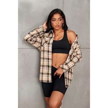 Oversized Plaid Flannel Shirt for Women - Deer Lady