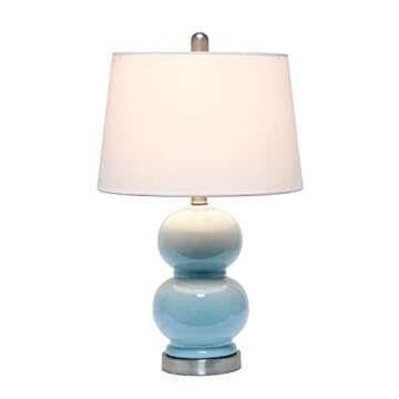 Elegant Designs LT2100-LTB Stacked Stone Double Gourd Ceramic Lamp, Light Blue