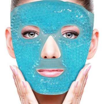 Cold Face Eye Mask Ice Pack Reduce Face Puff, Dark Circles, Gel Beads Hot Heat Cold Compress Pack, Face SPA for Woman Sleeping, Pressure, Headaches, Skin Care, Post Laser Care[Blue]