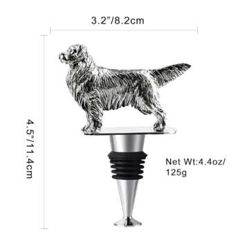 Golden Retriever Dog Wine Bottle Stopper, Golden Retriever Gifts with Gift Box, Wine Gifts Christmas Birthday Gifts for Women Men Dog Lovers, Wine Stopper for Wine Champagne Prosecco