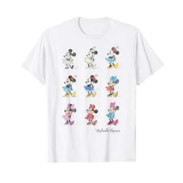 Disney Mickey And Friends Minnie Mouse Through The Years Short Sleeve T-Shirt,Small