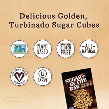 Sugar In The Raw Granulated Turbinado Cane Sugar Cubes, No Added Flavors or erythritol, Pure Natural Sweetener, Hot & Cold Drinks, Coffee, Vegan, Gluten-Free, Non-GMO,Pack of 2