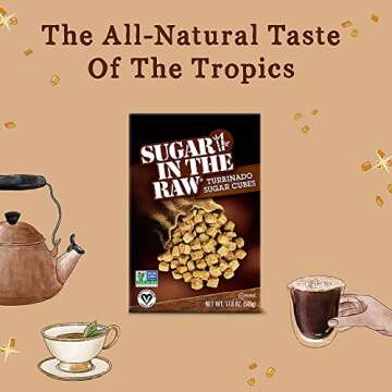 Sugar In The Raw Granulated Turbinado Cane Sugar Cubes, No Added Flavors or erythritol, Pure Natural Sweetener, Hot & Cold Drinks, Coffee, Vegan, Gluten-Free, Non-GMO,Pack of 2